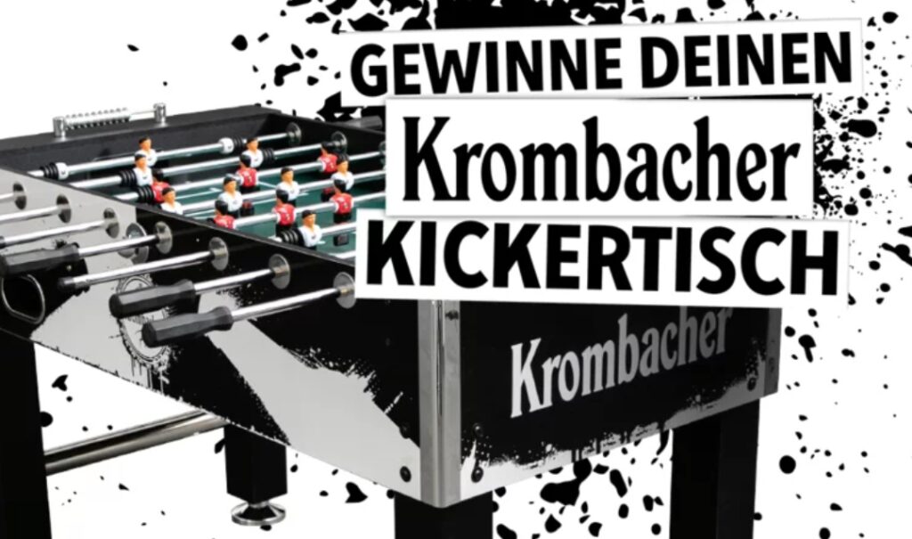 Krombacher Kickertisch Gewinnspiel Schnäppchengans 