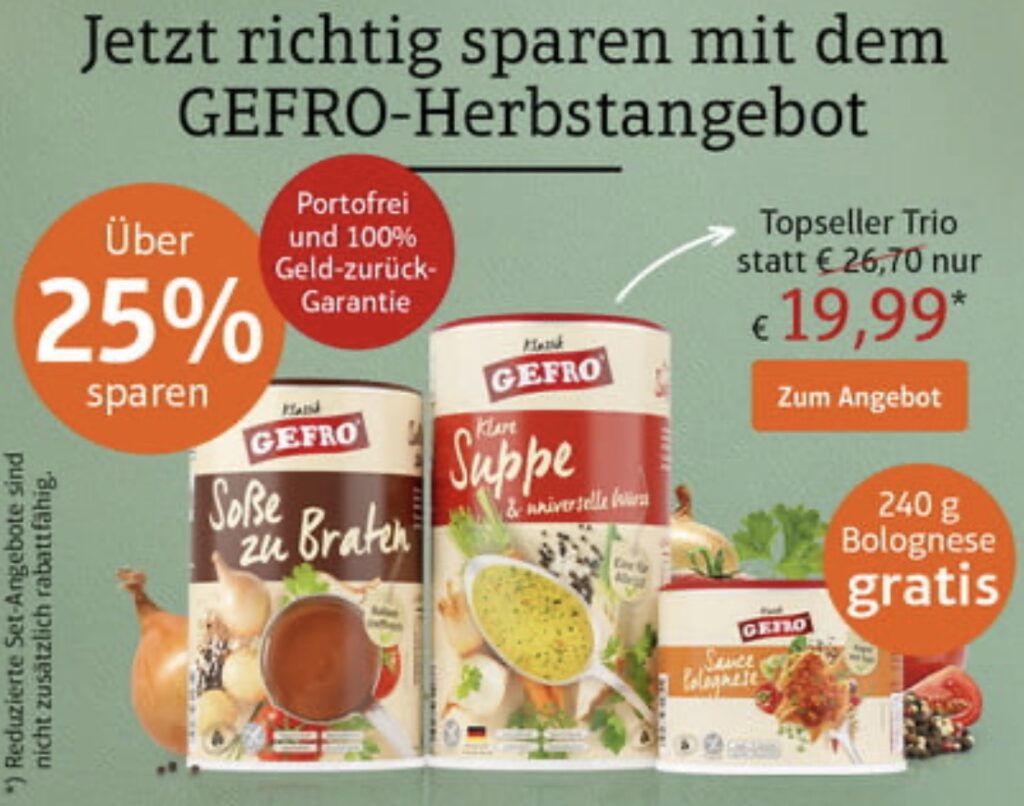 Gefro top seller gratis Bolognese - schnäppchengans 