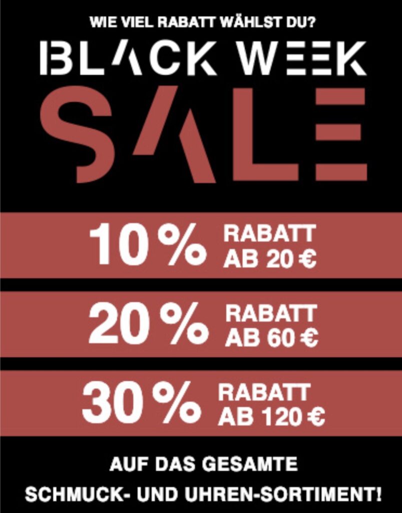 Black week sale joulry - Schnäppchengans 